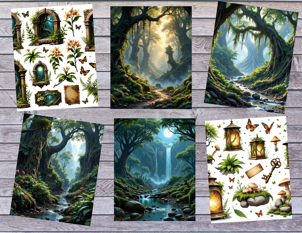 Hidden Hollow – Enchanted Forest Junk Journal Digital Kit (21 Pages) by Bethany