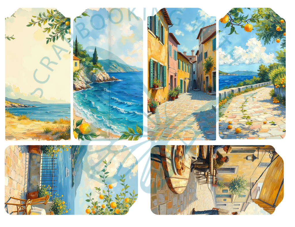 Italian Summer, Coastal Escape Journal Kit, Vintage Mediterranean by E Digital Download