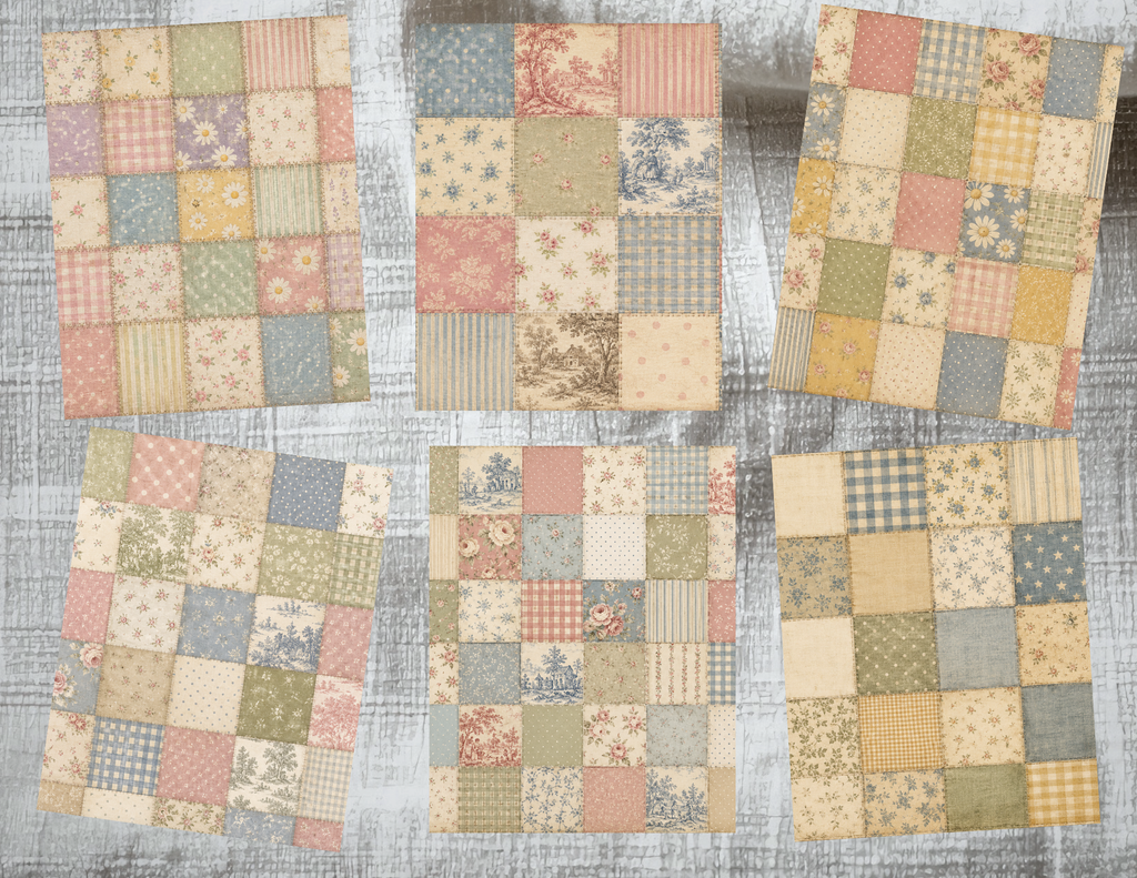 New! Vintage Patchwork Backgrounds Digital Journal Kit ~ 20 pages by Melina