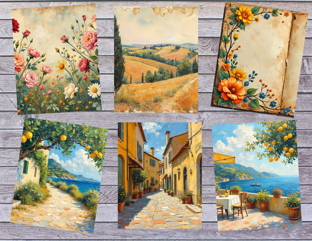 Italian Summer, Coastal Escape Journal Kit, Vintage Mediterranean by E Digital Download