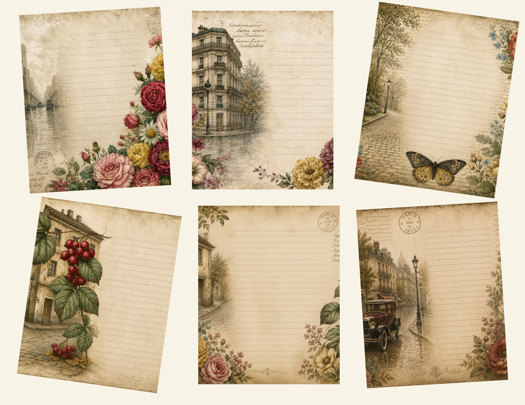 PRINT & SHIP New! Petals on Cobblestone Romantic Journal Kit ~ 22 pages by E