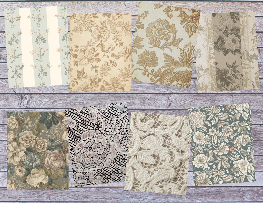 Old Lace & Floral Backgrounds – Vintage Lace & Shabby Floral Digital Papers
