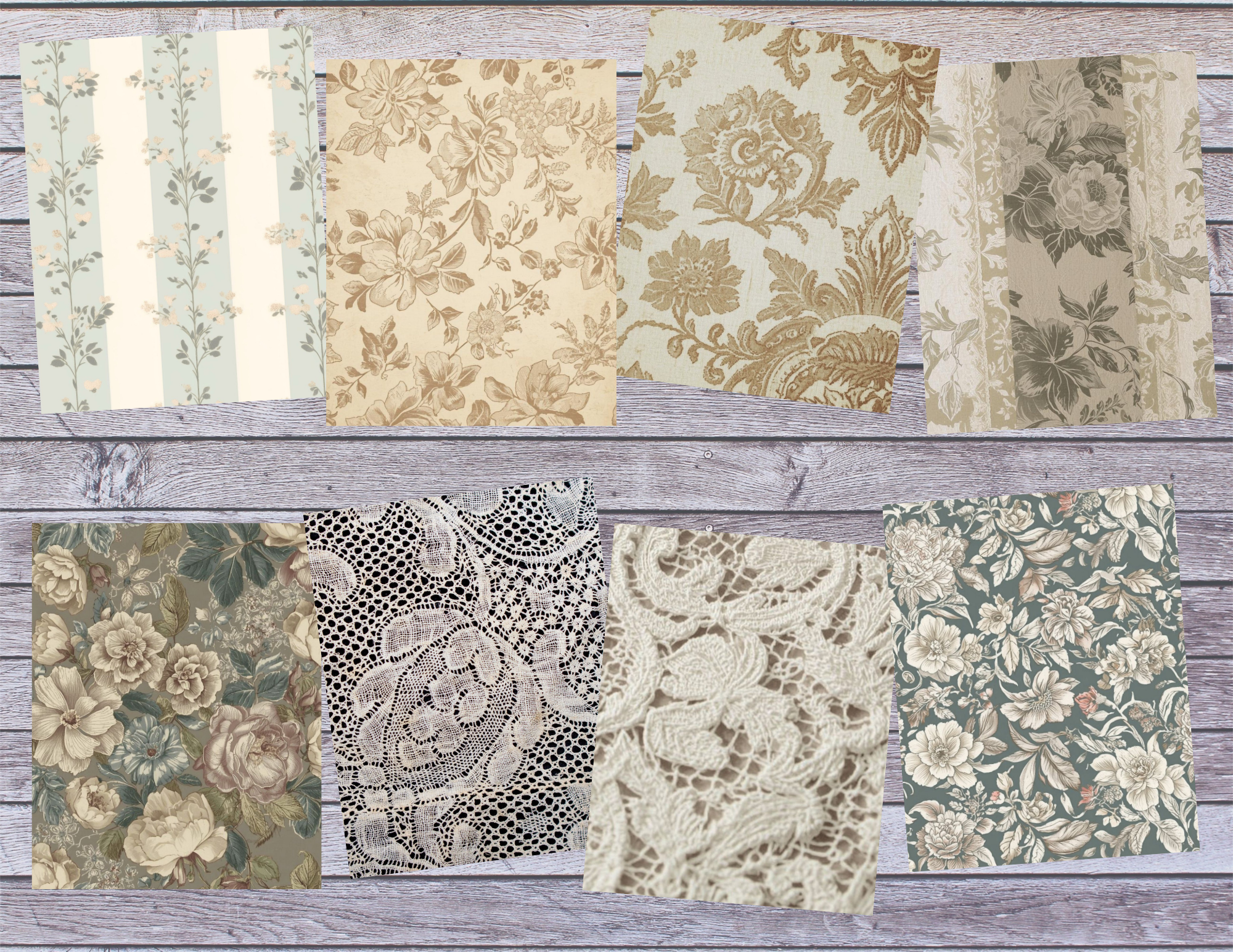 Old Lace & Floral Backgrounds – Vintage Lace & Shabby Floral Digital Papers