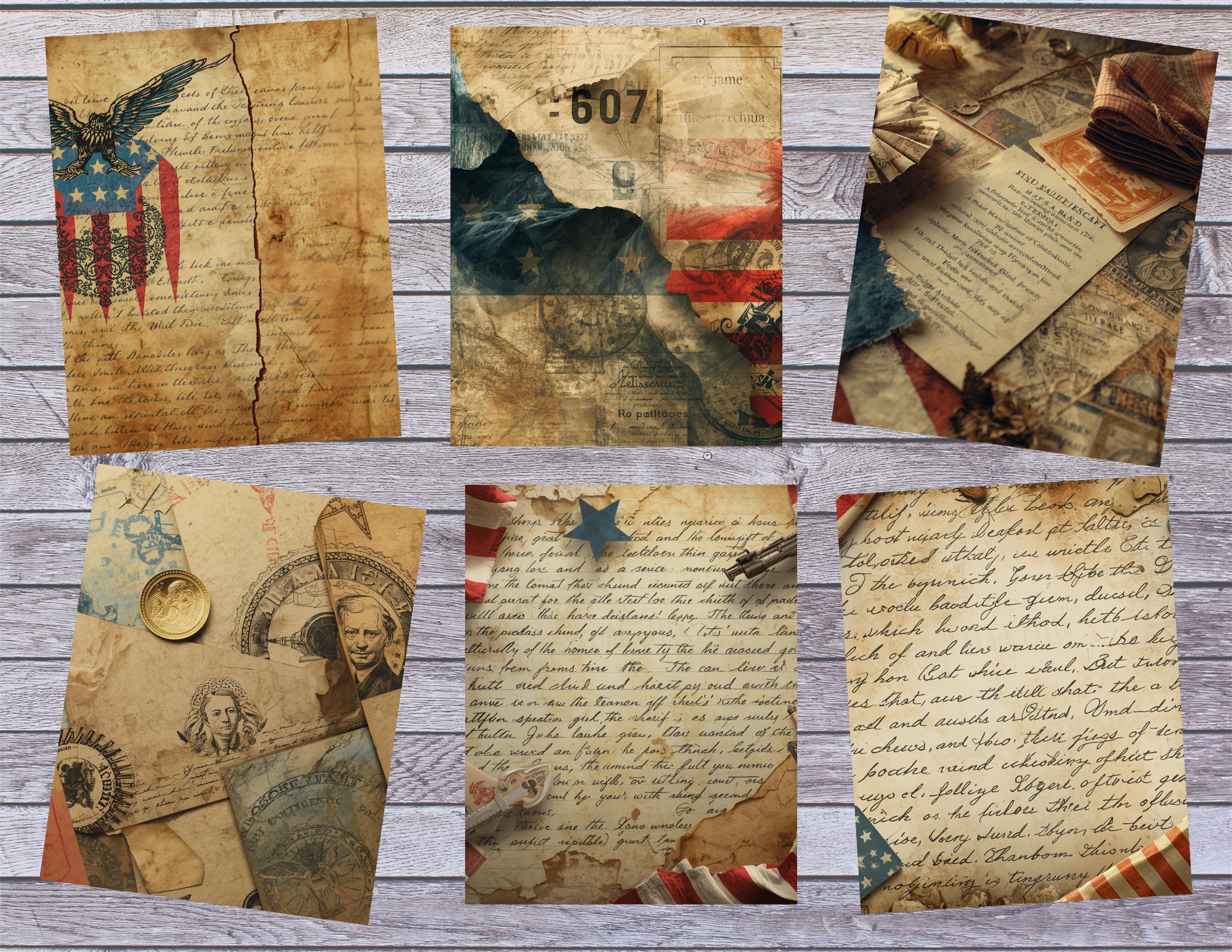 New Print and Ship Vintage and Patriotic Printed Pages by Elisha - 41 pages