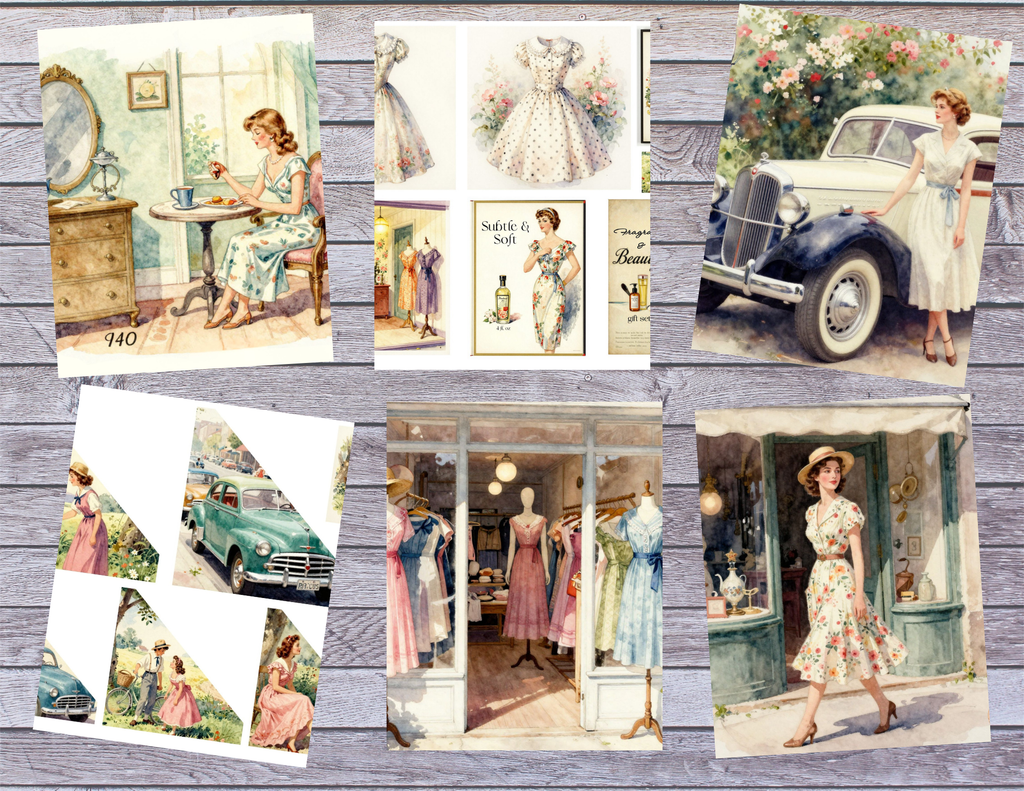 Print and Ship 1940s Dress Shop – Vintage Fashion Kit 37 pages by M