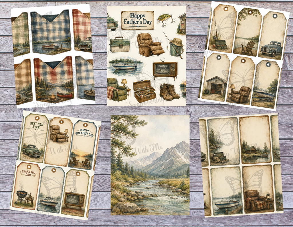 PRINT & SHIP New! Pop’s Place – Vintage Masculine Journal Kit ~ 21 pages by Melina