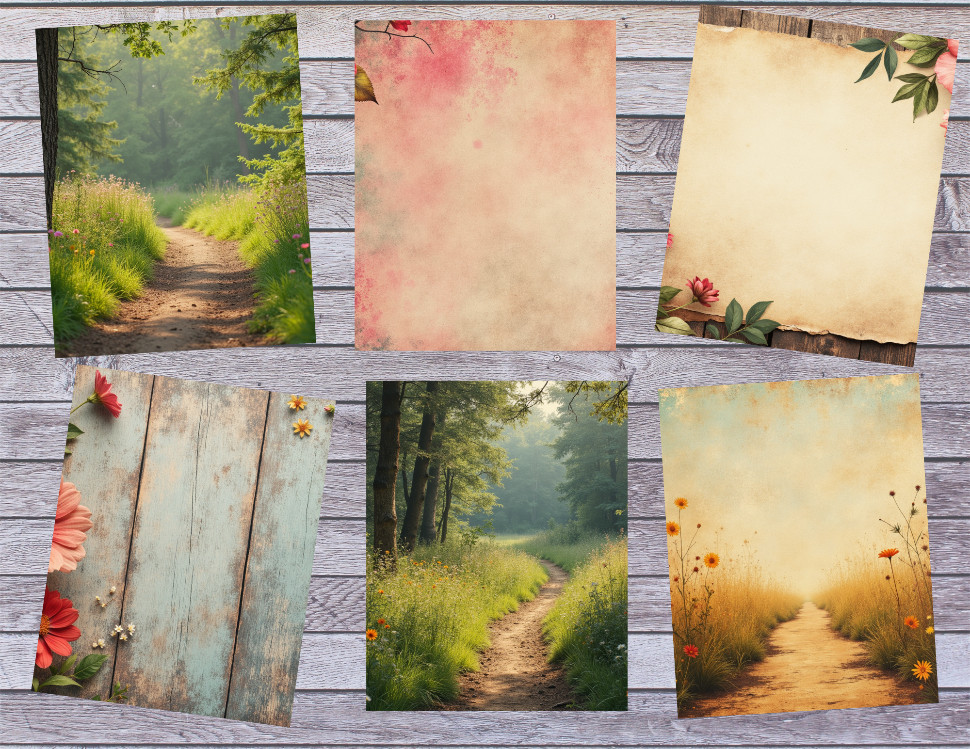 The Path – Vintage Floral & Nature Journal Pages (20-Page Digital Collection)