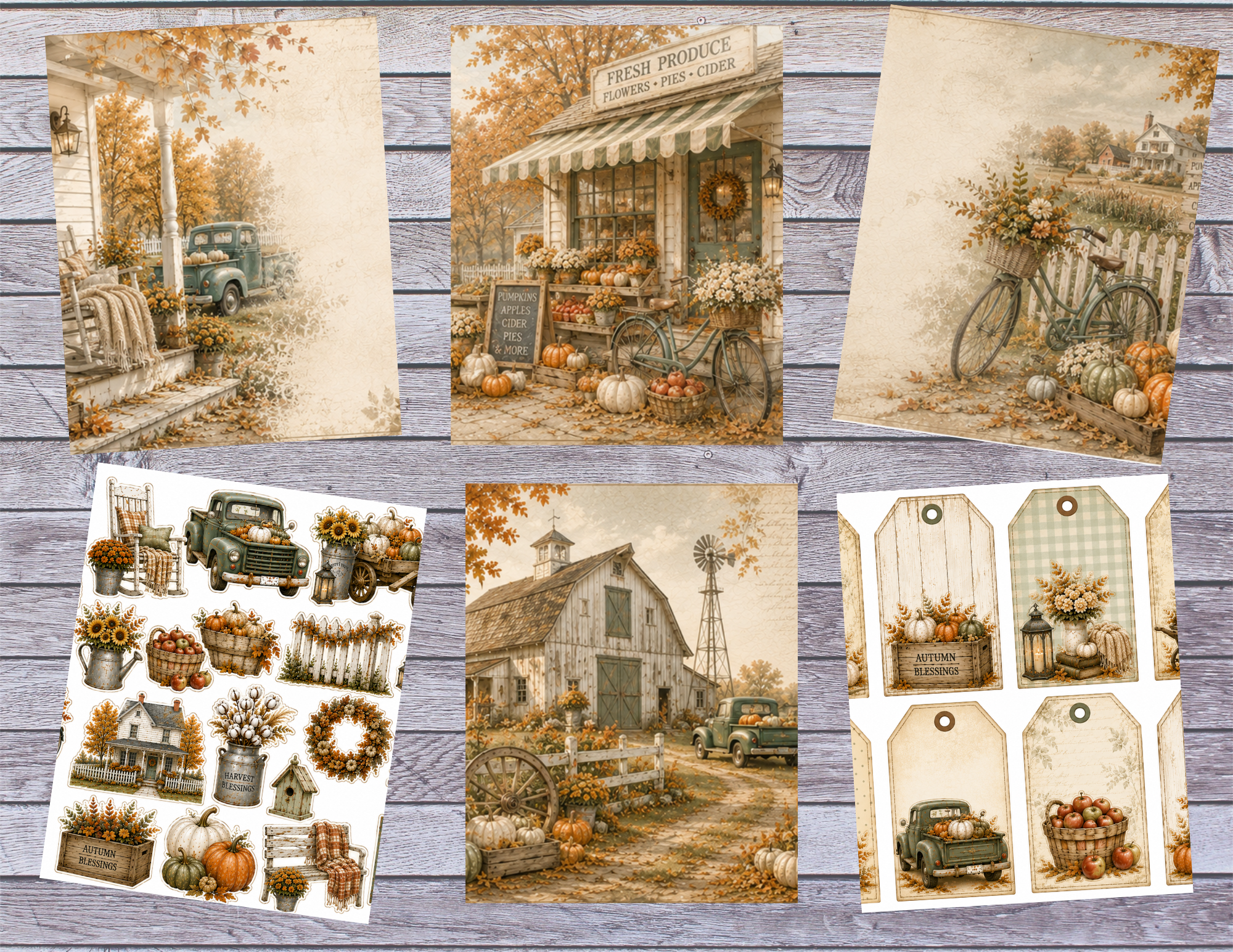 New! Autumn Porches & Pumpkins Digital Journal Kit ~ 22 pages by Bethany