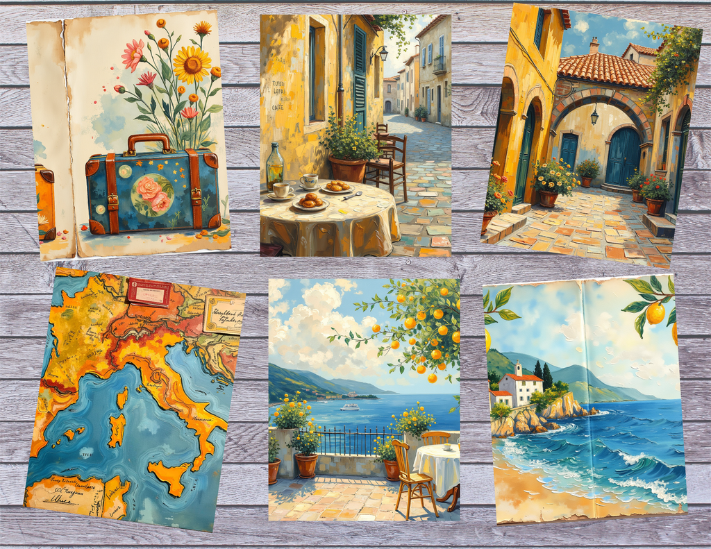 Italian Summer, Coastal Escape Journal Kit, Vintage Mediterranean by E Digital Download