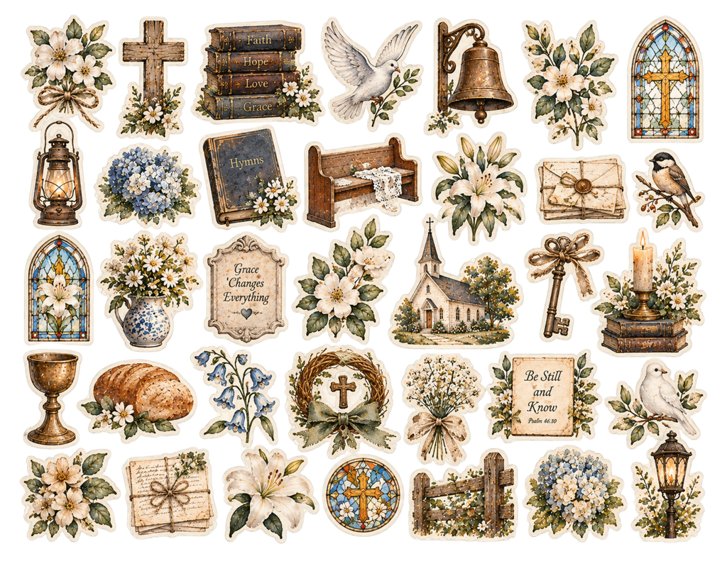 Print and Ship - The Old Church House by M | Vintage Church Journal Kit | 46 Printed Pages