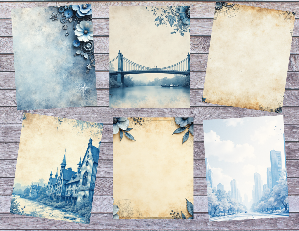 Faded Blues – Digital Download Journal Pages (22-Page PDF Collection)by E