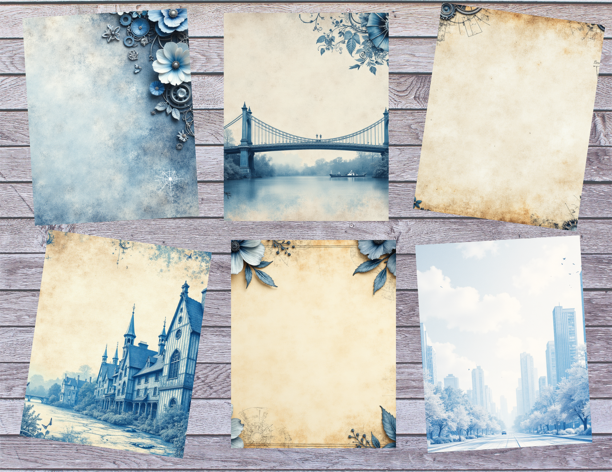 Faded Blues – Digital Download Journal Pages (22-Page PDF Collection)by E