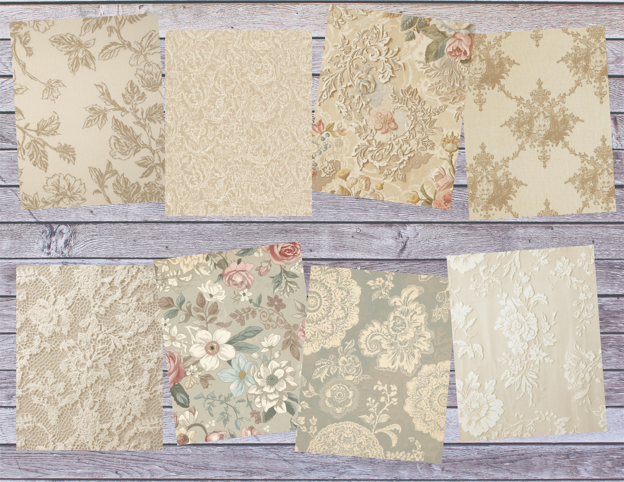 Old Lace & Floral Backgrounds – Vintage Lace & Shabby Floral Digital Papers