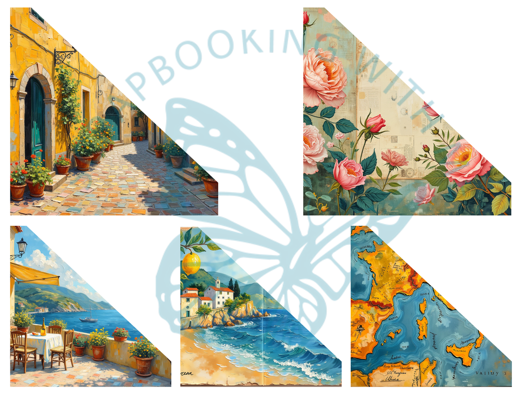 Italian Summer, Coastal Escape Journal Kit, Vintage Mediterranean by E Digital Download
