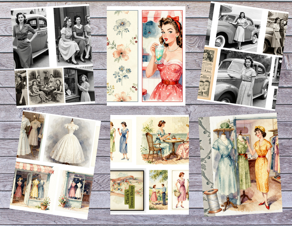 Print and Ship 1940s Dress Shop – Vintage Fashion Kit 37 pages by M