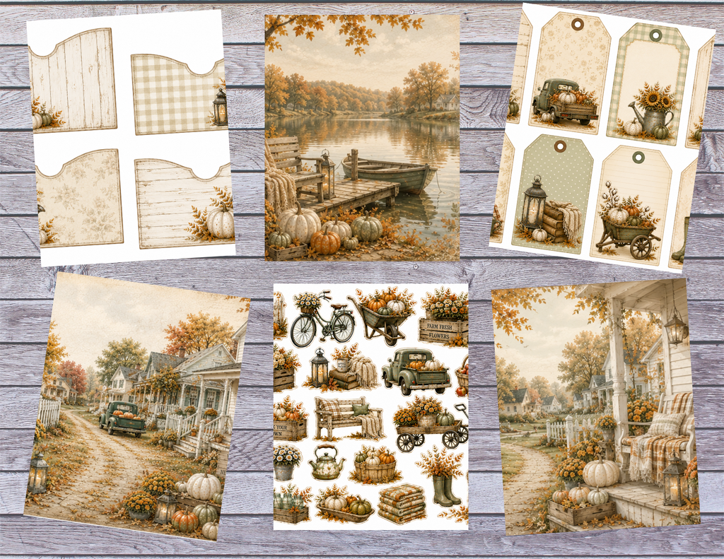 New! Autumn Porches & Pumpkins Digital Journal Kit ~ 22 pages by Bethany