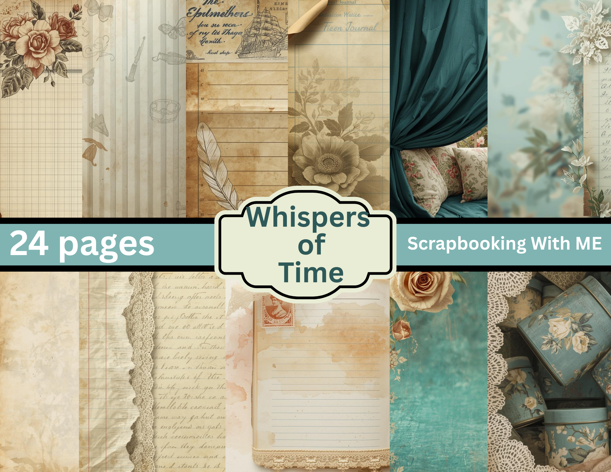 Whispers of Time – Elegant Vintage Junk Journal Digital Kit (Printable PDF)
