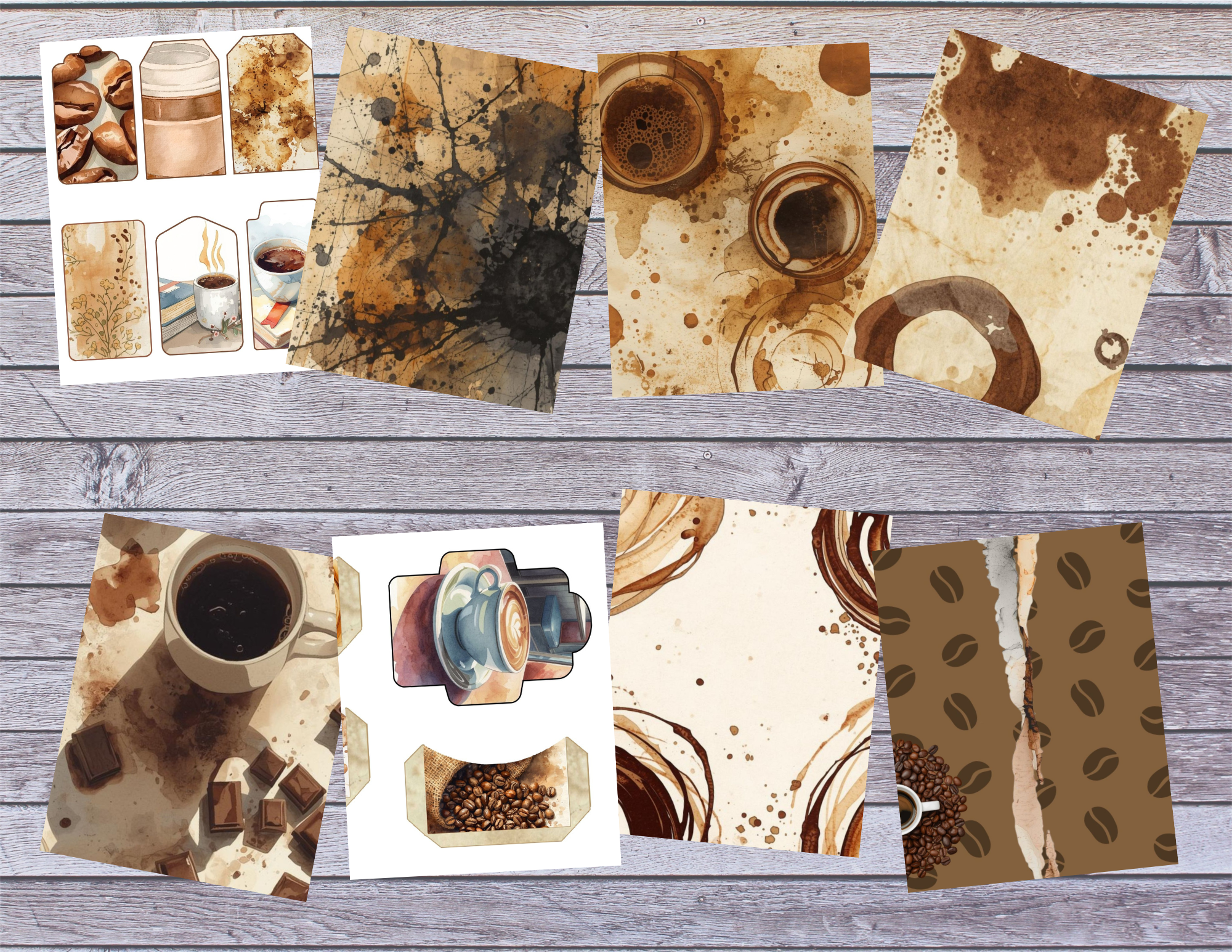 Coffee Stains & Messy Things – Journal kit & Ephemera (22 Digital Pages) M