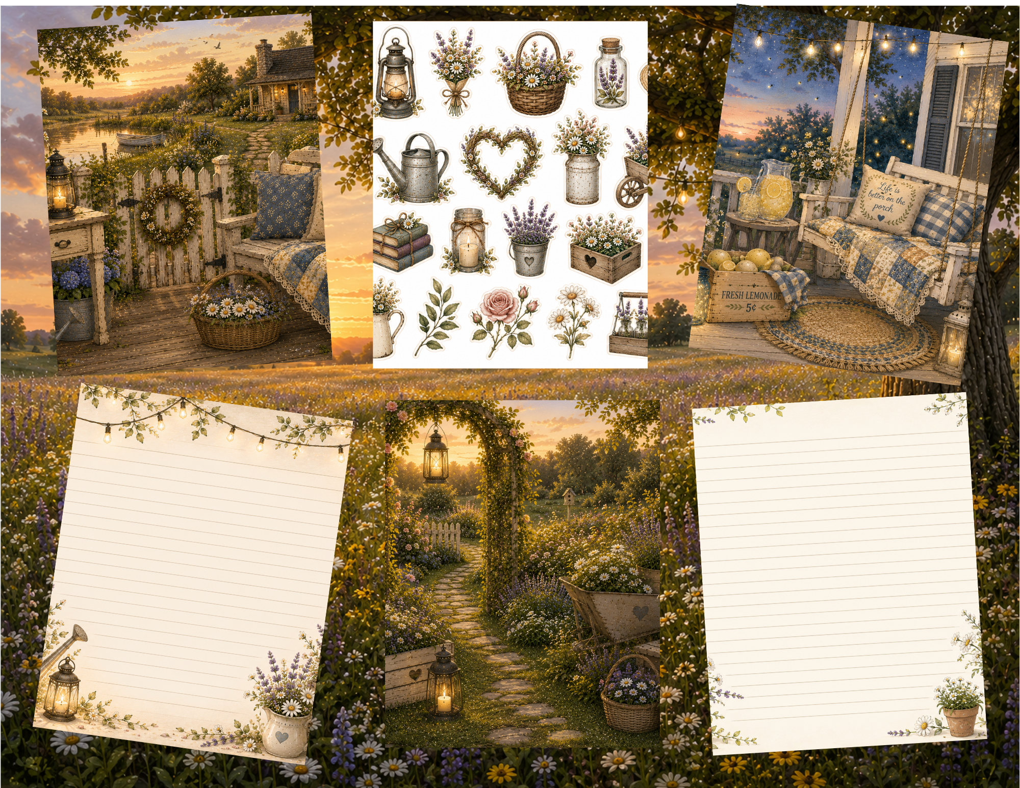PRINT & SHIP New! Summer Nights & Firefly Lights Journal Kit ~ 23 pages by Bethany