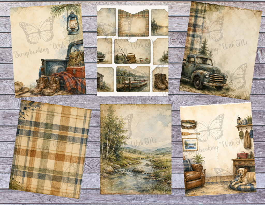 PRINT & SHIP New! Pop’s Place – Vintage Masculine Journal Kit ~ 21 pages by Melina