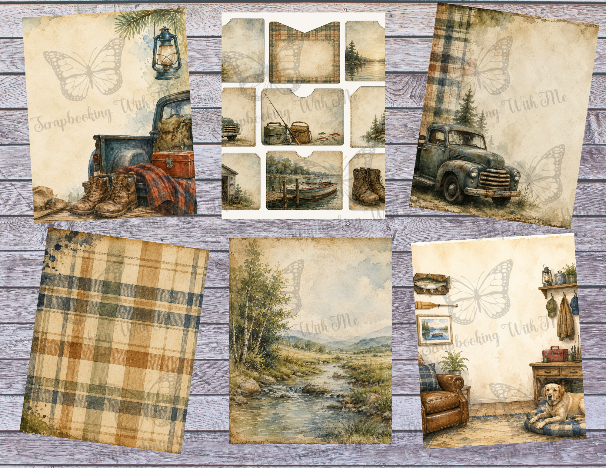 PRINT & SHIP New! Pop’s Place – Vintage Masculine Journal Kit ~ 21 pages by Melina