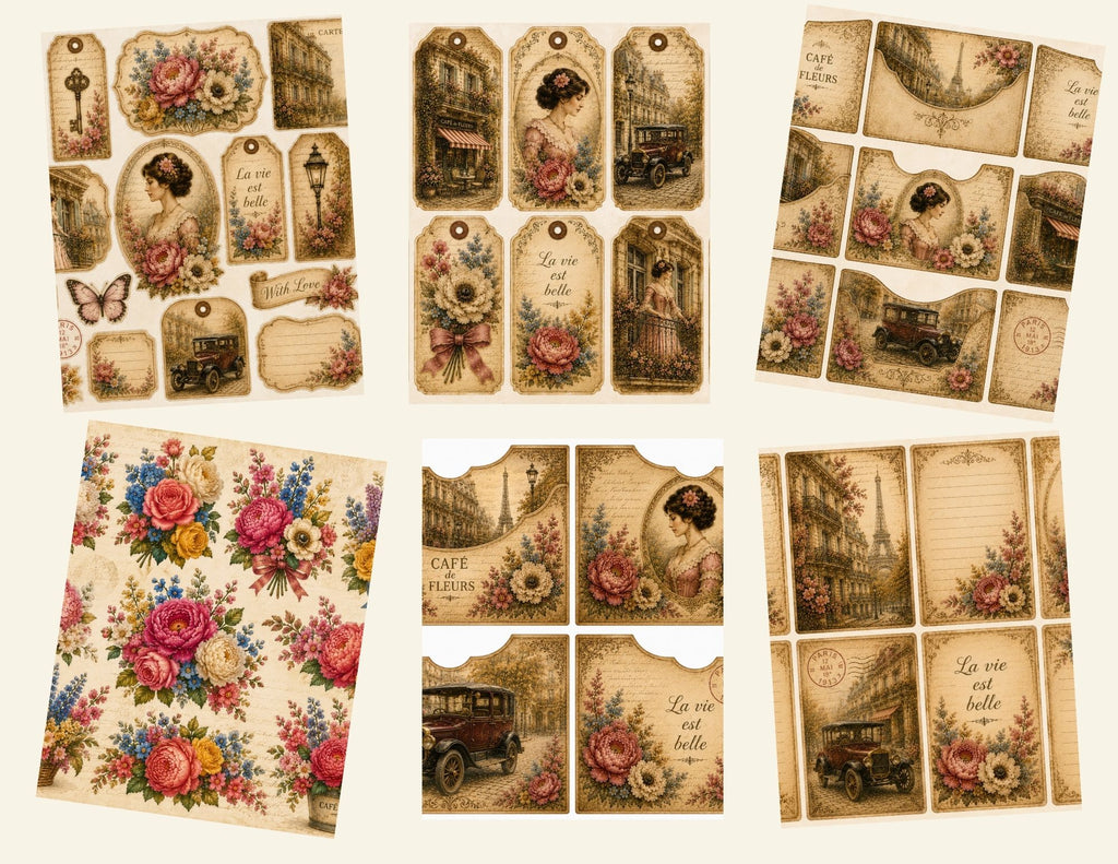 Print & Ship Cafe de Fleurs journal kit by E 35 pages
