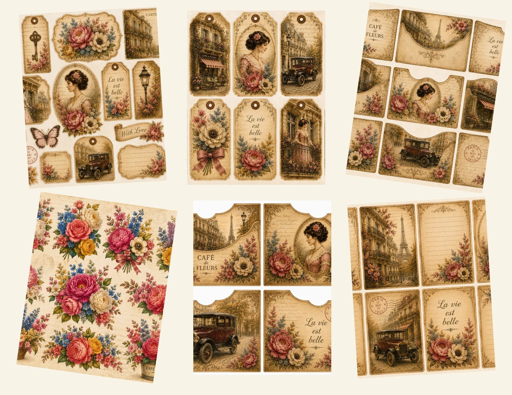 New! Cafe de Fleurs digital download journal kit by E 23 pages