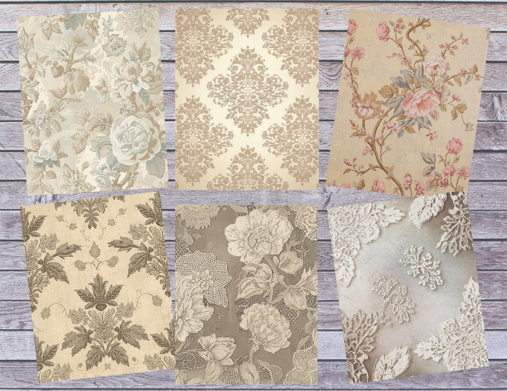 Old Lace & Floral Backgrounds – Vintage Lace & Shabby Floral Digital Papers