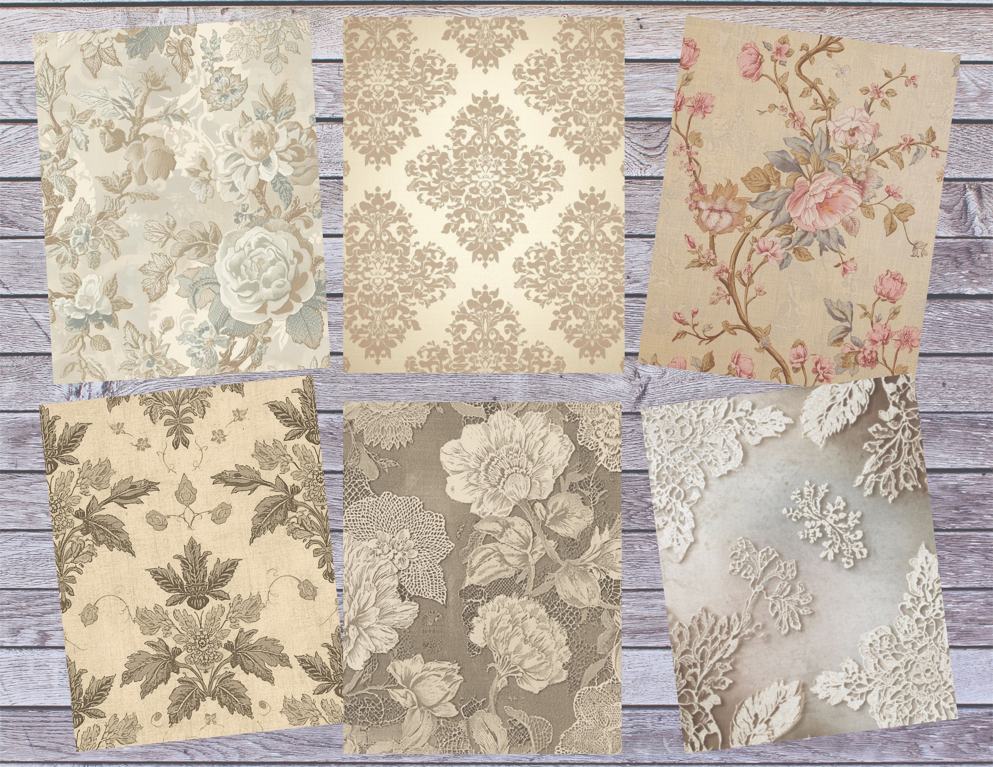 Old Lace & Floral Backgrounds – Vintage Lace & Shabby Floral Digital Papers