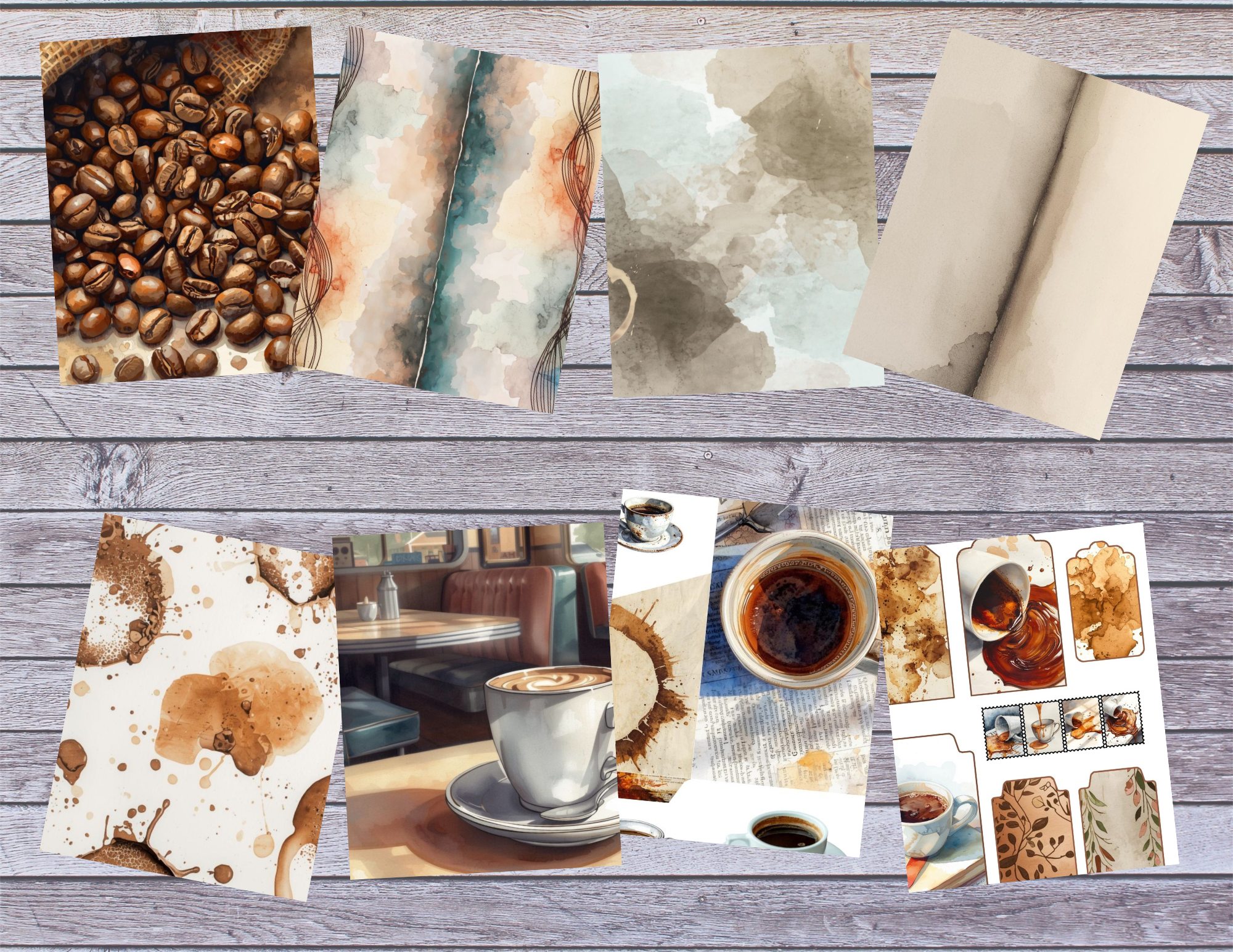 Coffee Stains & Messy Things – Journal kit & Ephemera (22 Digital Pages) M