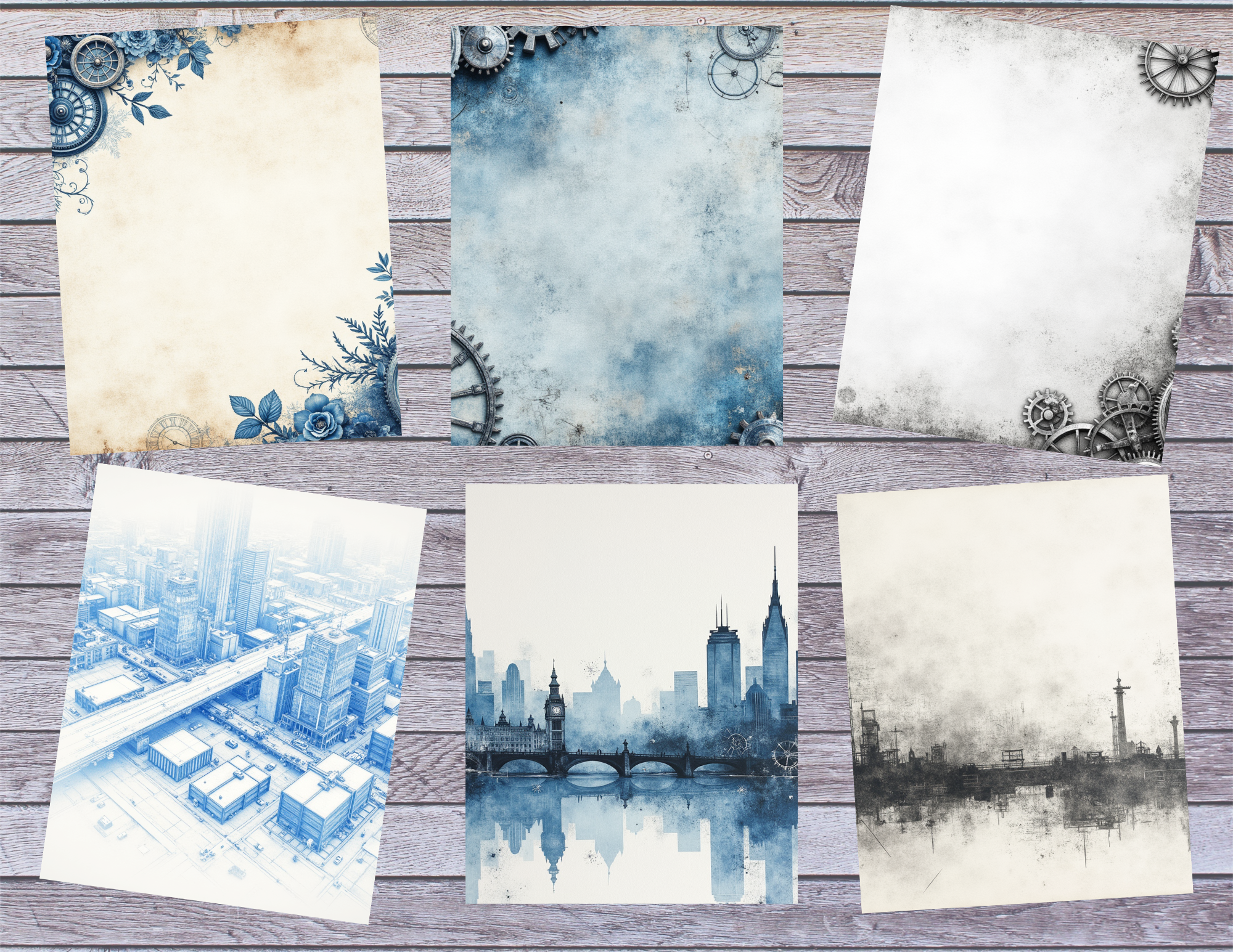 Faded Blues – Digital Download Journal Pages (22-Page PDF Collection)by E