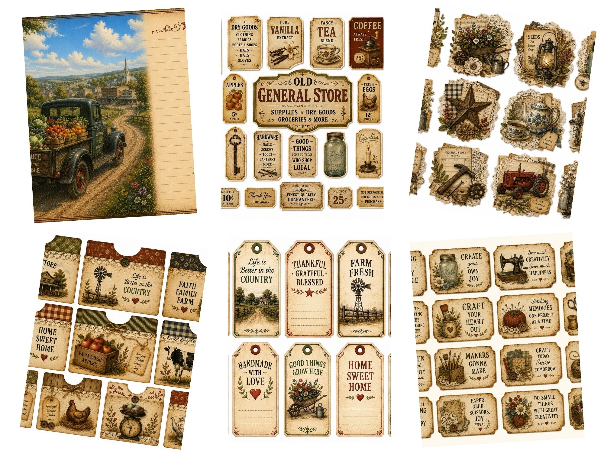 New! Old General Store Junk Journal Kit Printable by E 24 pages