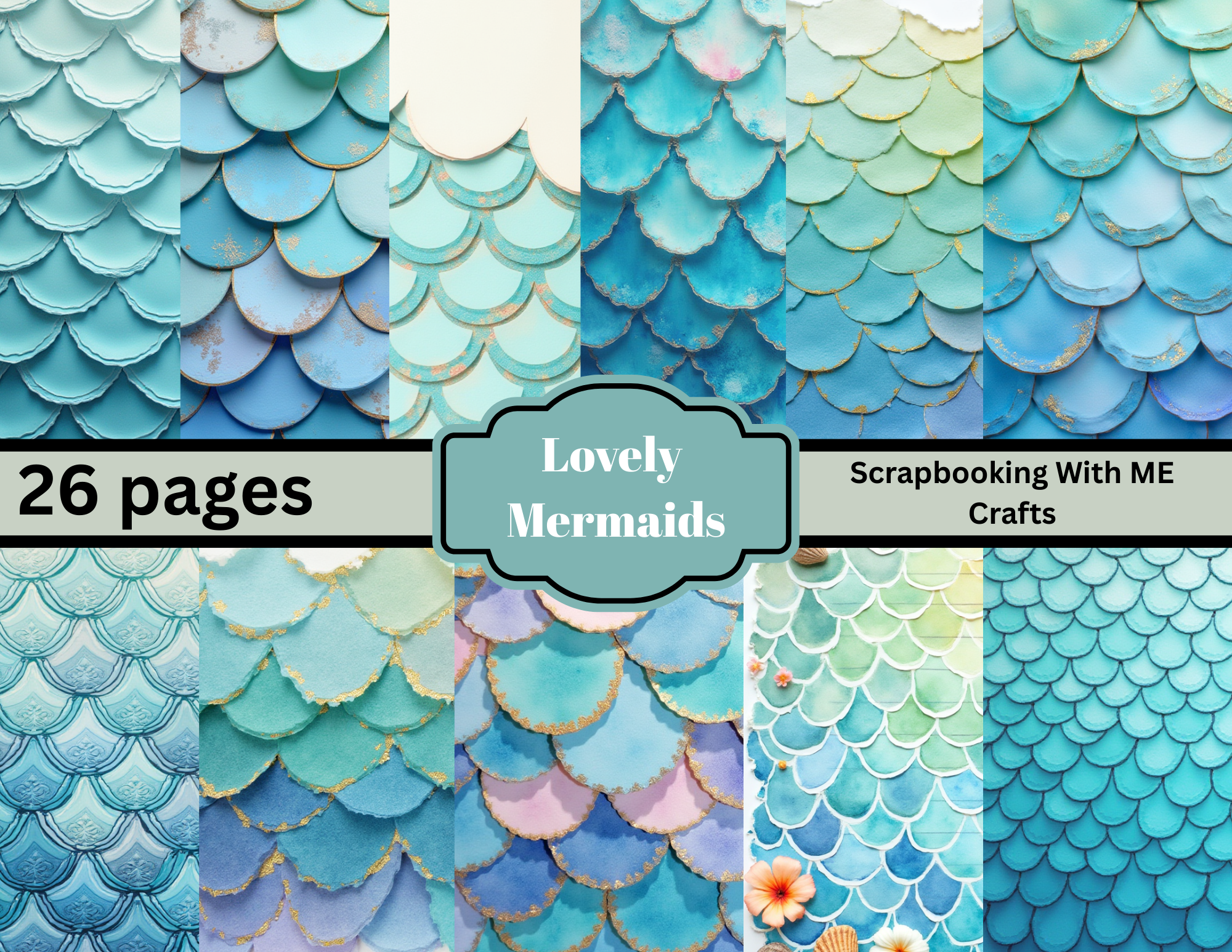 Lovely Mermaids – Digital Download Junk Journal Pages (26 Pages)