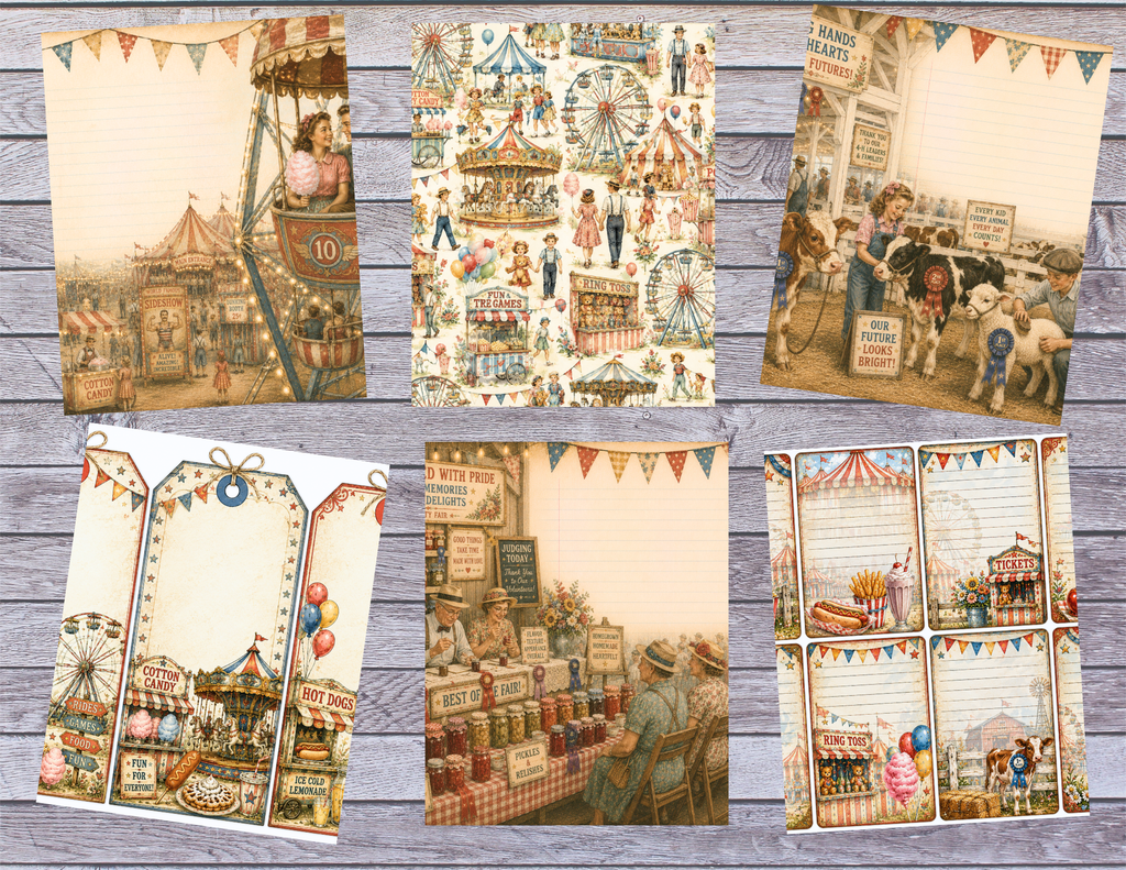 New! Step Right Up! Vintage Carnival Digital Journal Kit ~ 25 pages by Melina