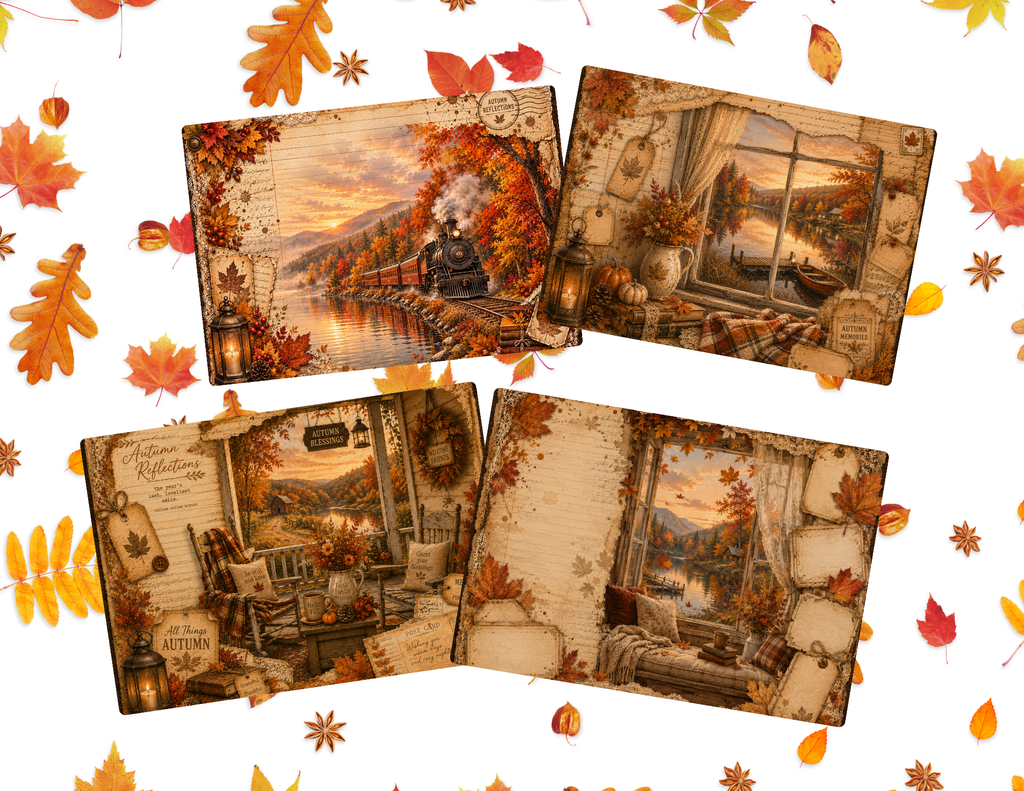 New - Autumn Reflections – 25 Page Vintage Fall Journal Kit