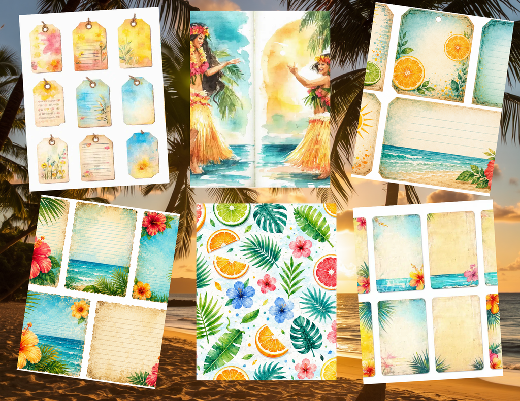 PRINT & SHIP Watercolor Hawaii Kit ~ 25 pages by Melina