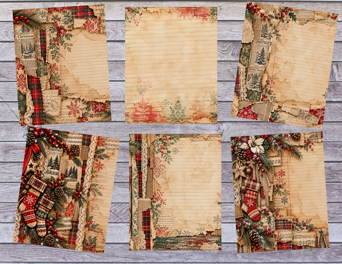 New! Textured Christmas – 27 Page Vintage Christmas Junk Journal Digital Collection by Elisha