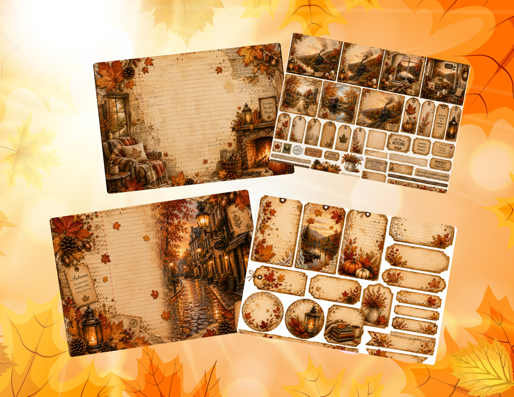 New - Autumn Reflections – 25 Page Vintage Fall Journal Kit