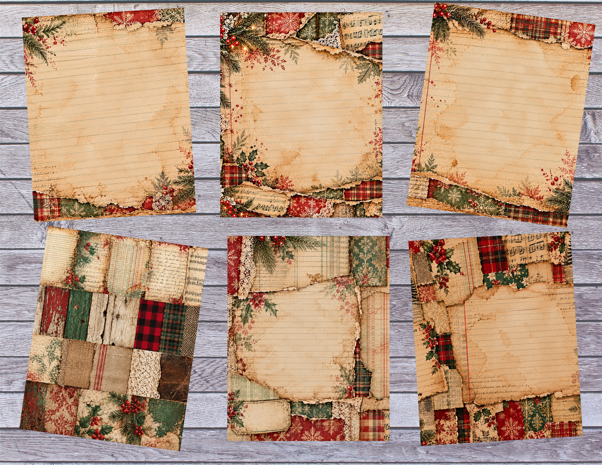 New! Textured Christmas – 27 Page Vintage Christmas Junk Journal Digital Collection by Elisha