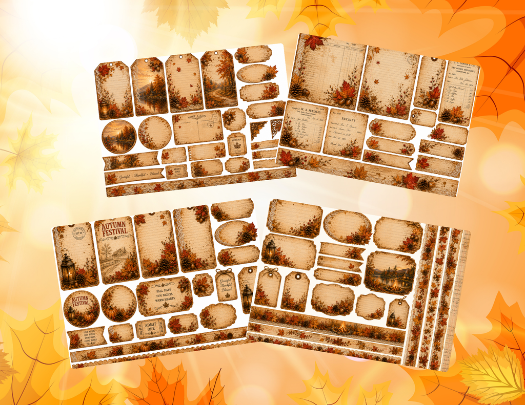 New - Autumn Reflections – 25 Page Vintage Fall Journal Kit