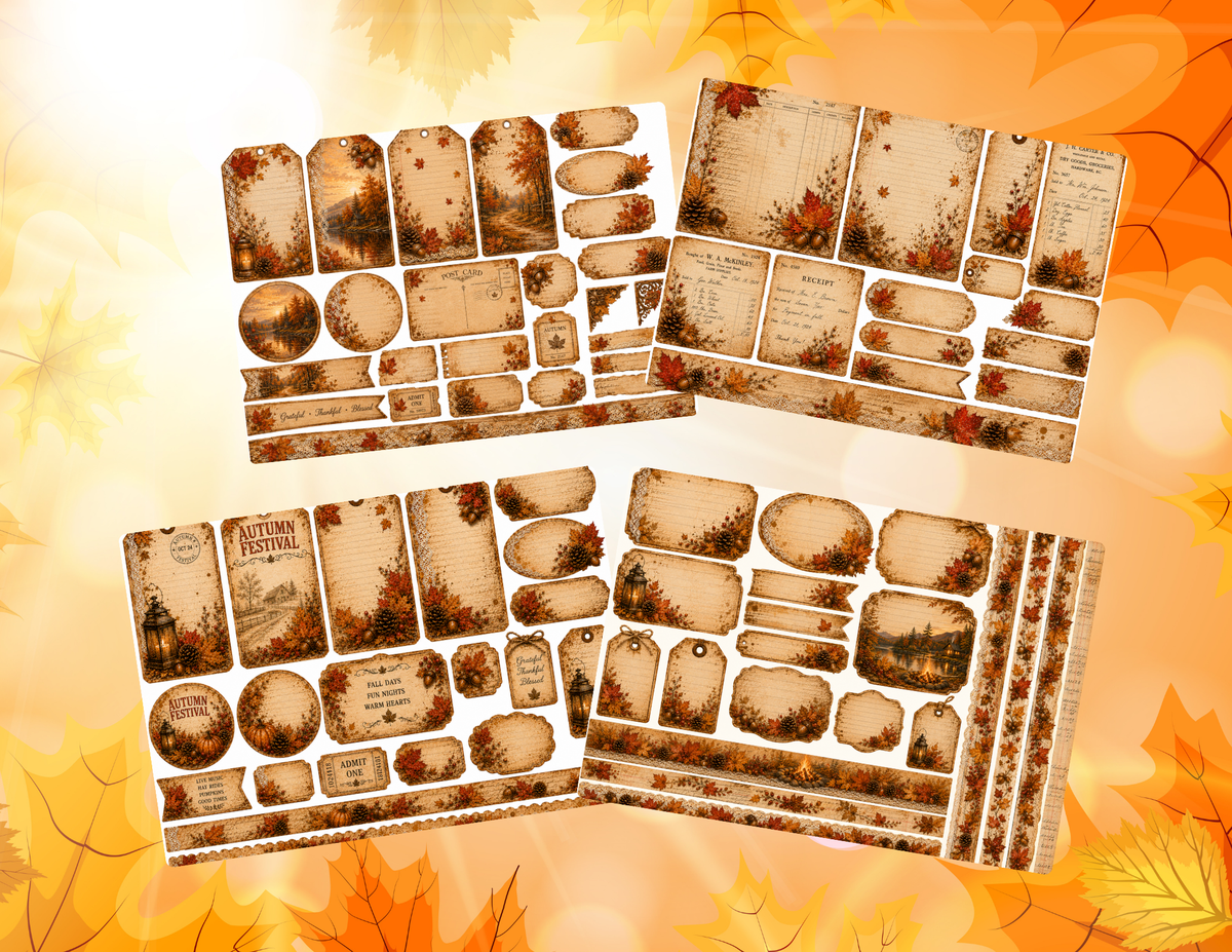 New - Autumn Reflections – 25 Page Vintage Fall Journal Kit