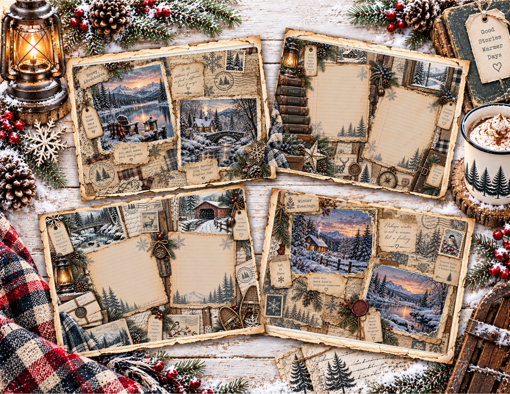 New Cozy Winter Tales – 20 pages by Elisha Vintage Winter Junk Journal Digital Collection