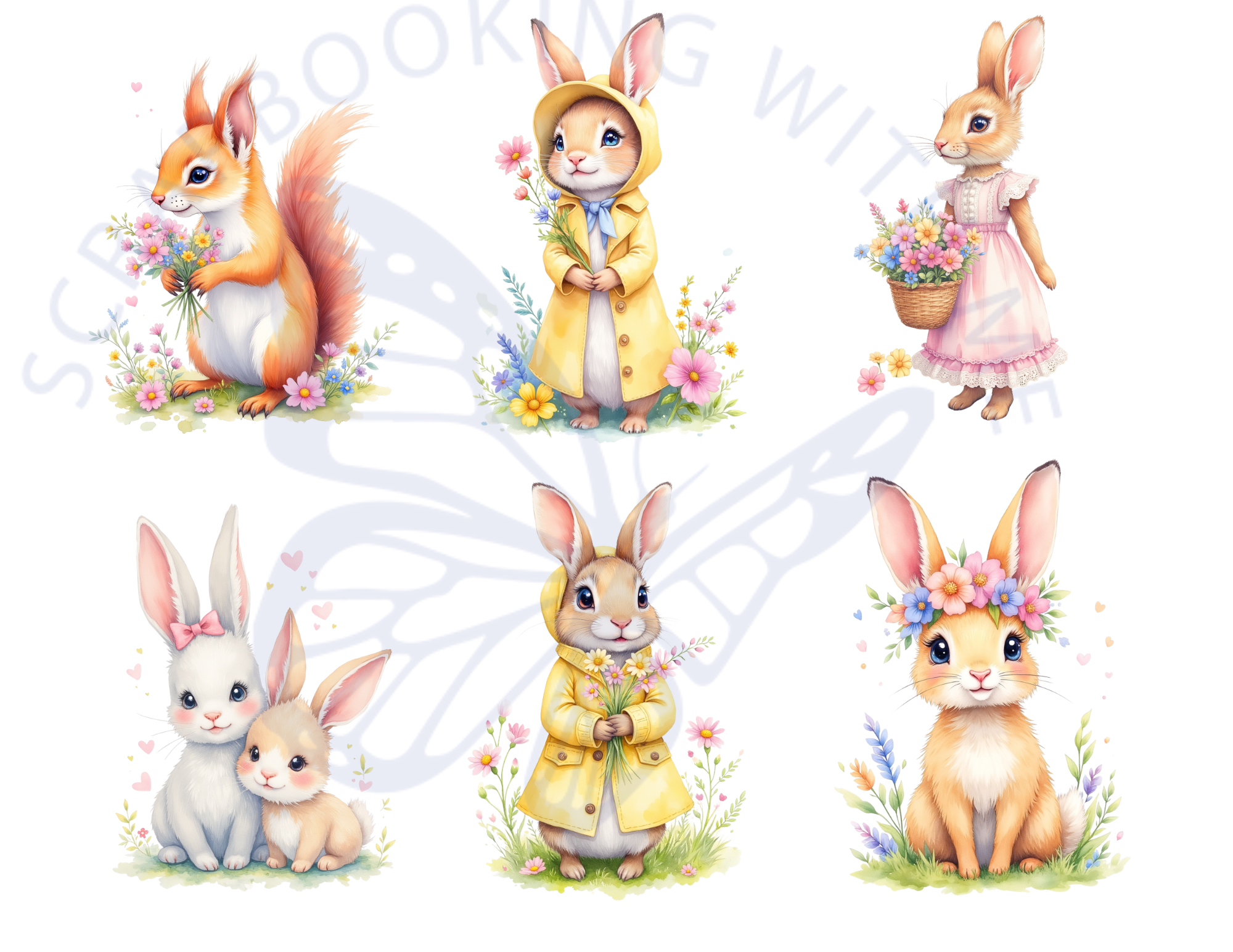Little Critters Spring Clipart, Cute Animal Fussy Cut, Ephemera by E