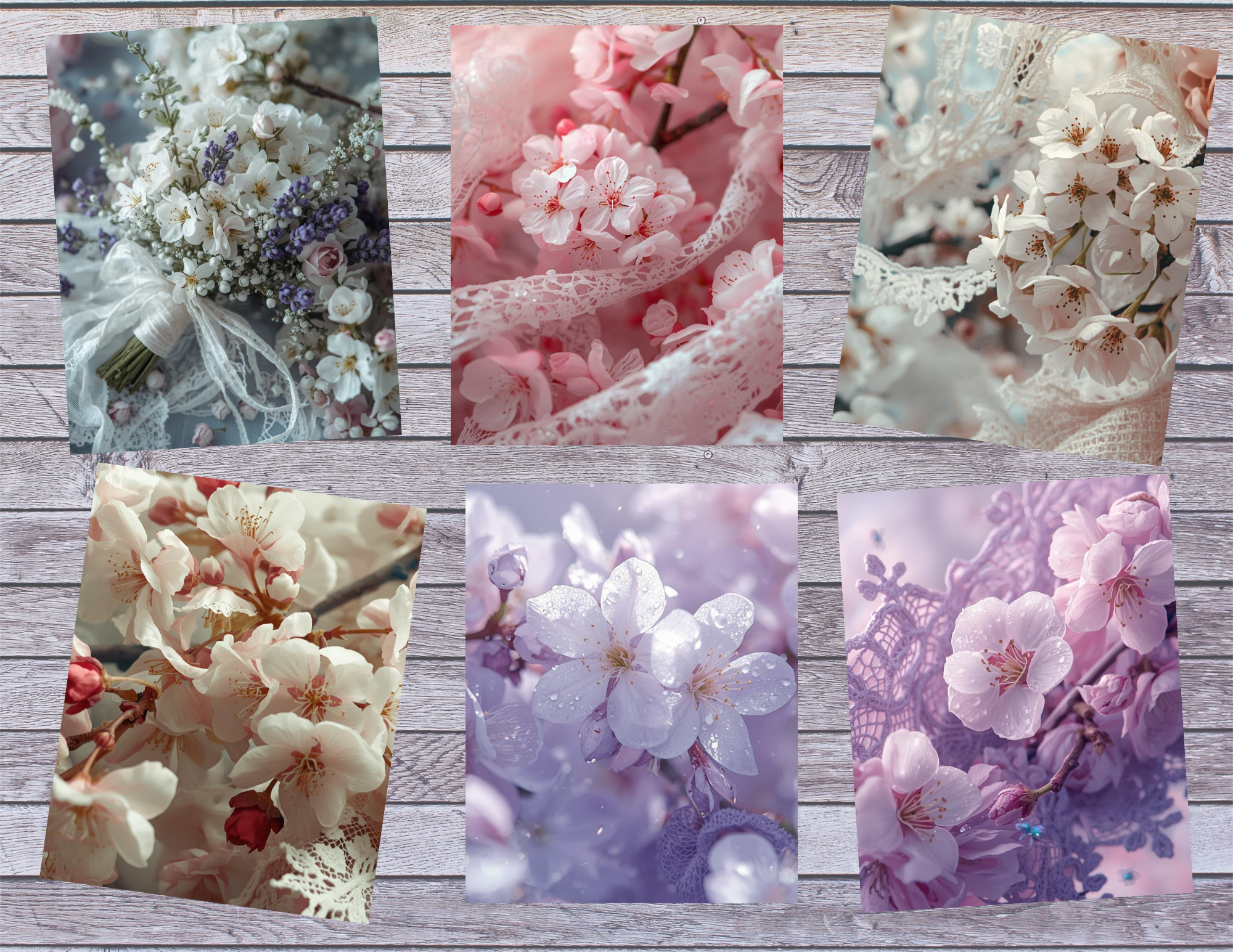 Print and Ship Cherry Blossoms & Lavender Paper Collection | 28 Pages | Vintage Floral Junk Journal Kit