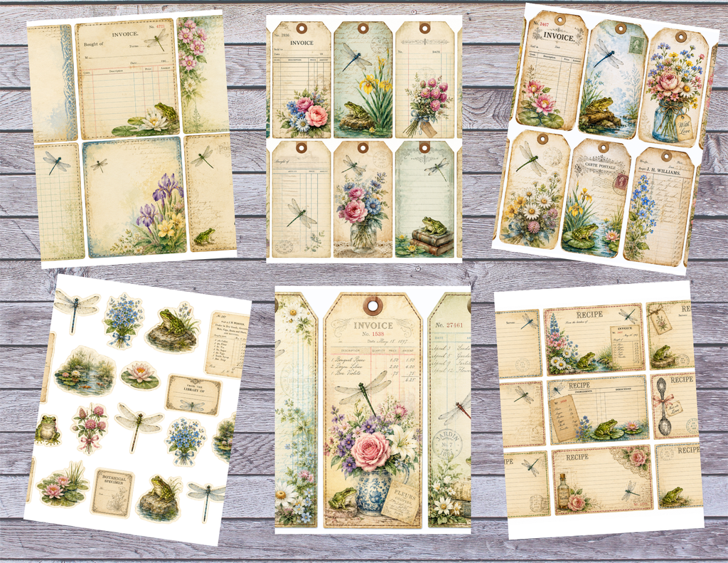 PRINT & SHIP New! Lily Pads & Dragonflies Journal Kit ~ 28 pages by Melina