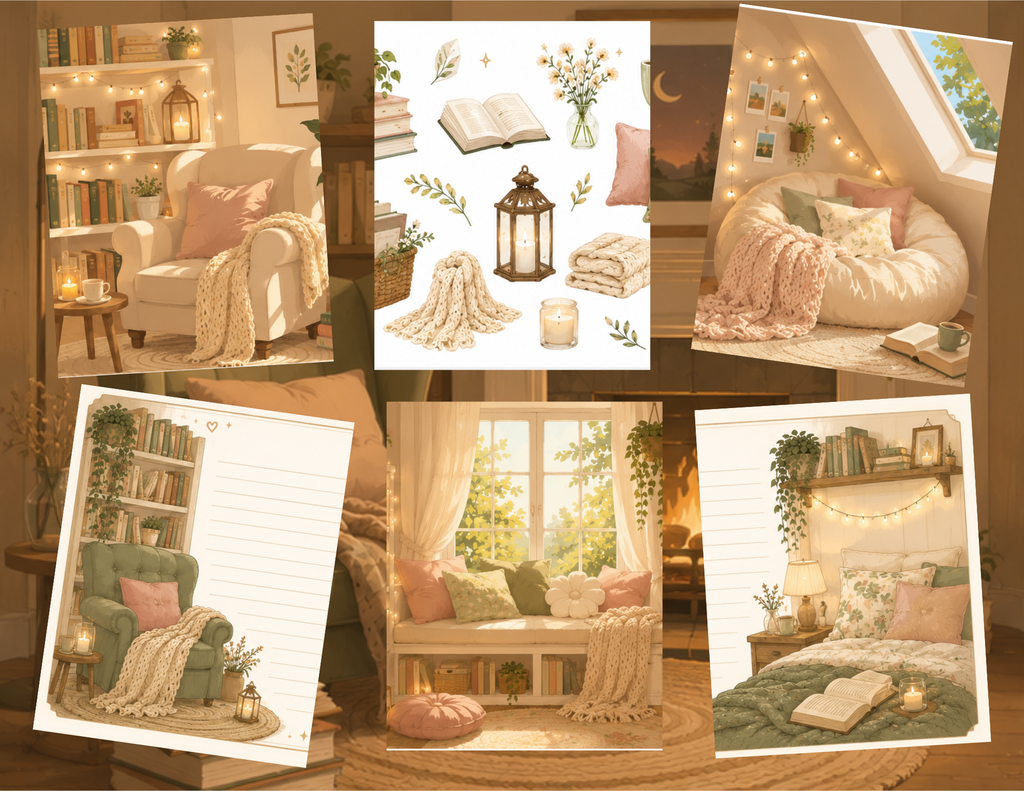 PRINT & SHIP New! Reading Nooks & Cozy Looks Journal Collection ~ 28 Pages by Bethany