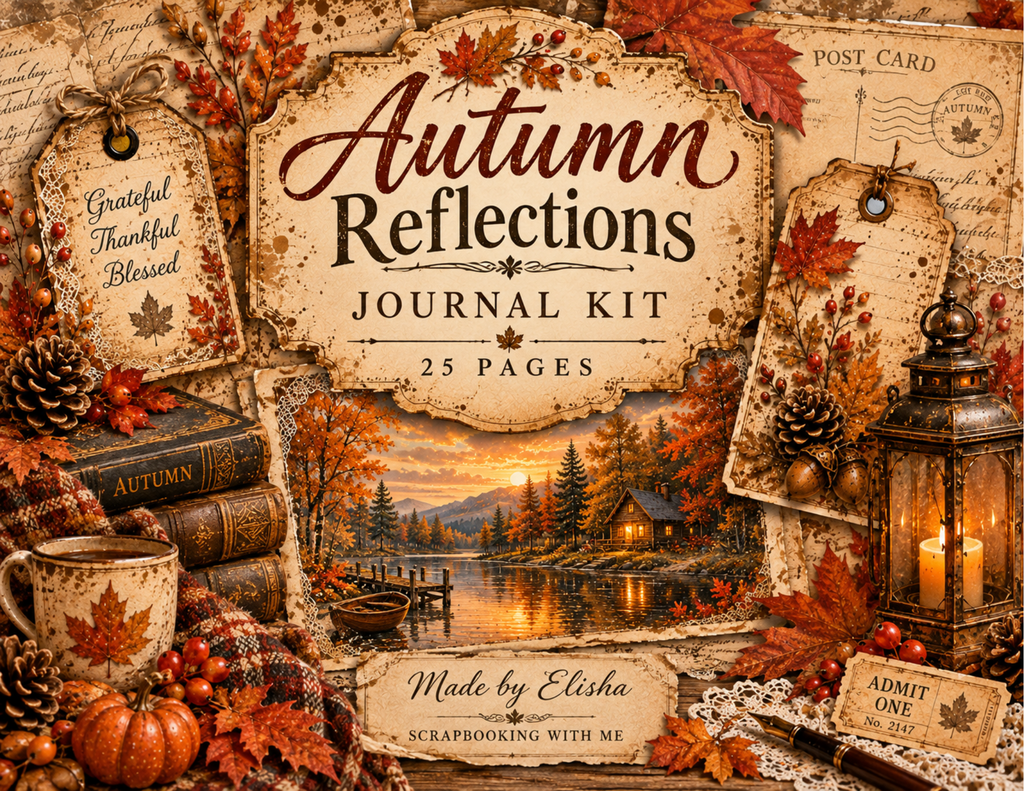 New - Autumn Reflections – 25 Page Vintage Fall Journal Kit