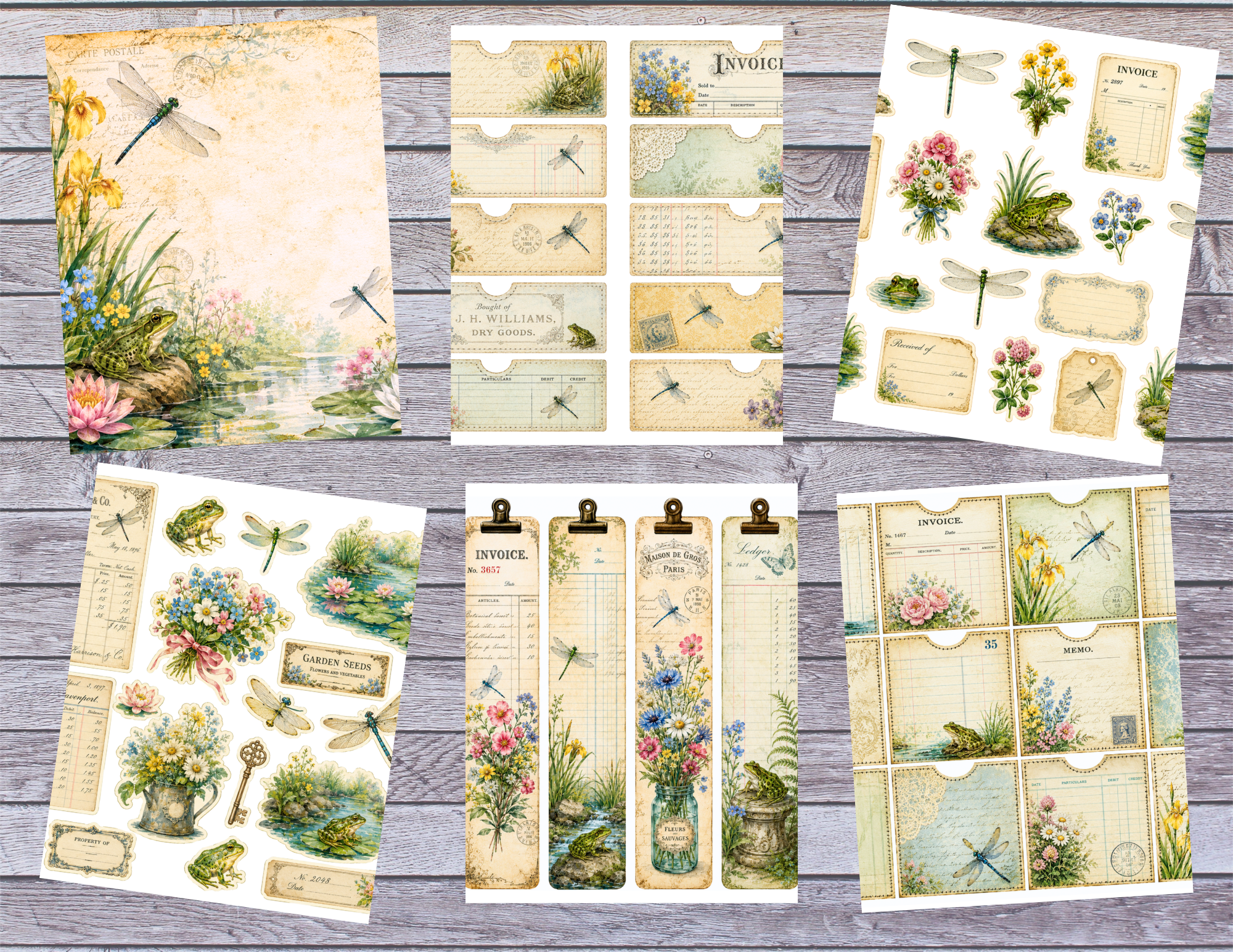 PRINT & SHIP New! Lily Pads & Dragonflies Journal Kit ~ 28 pages by Melina