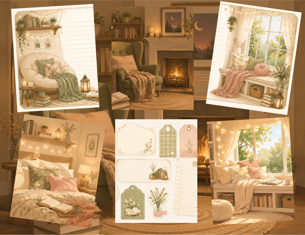 PRINT & SHIP New! Reading Nooks & Cozy Looks Journal Collection ~ 28 Pages by Bethany