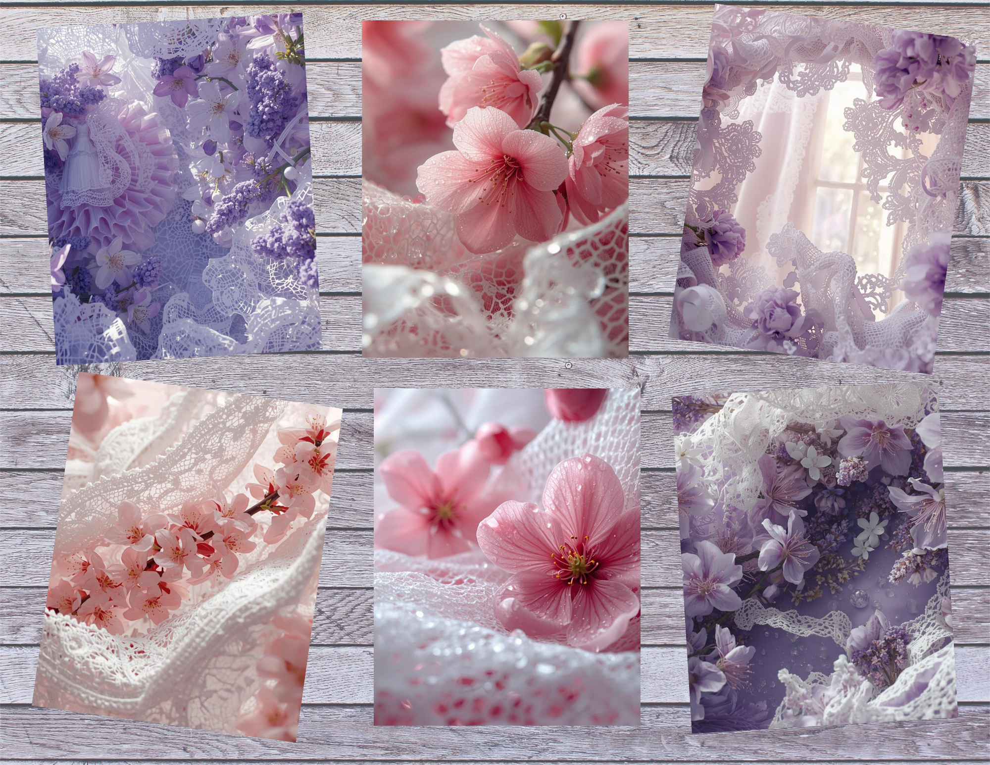 Print and Ship Cherry Blossoms & Lavender Paper Collection | 28 Pages | Vintage Floral Junk Journal Kit